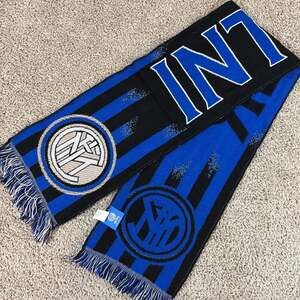 Inter Milan Soccer Scarf Blue Black Supporter Knit Official Serie A EUC